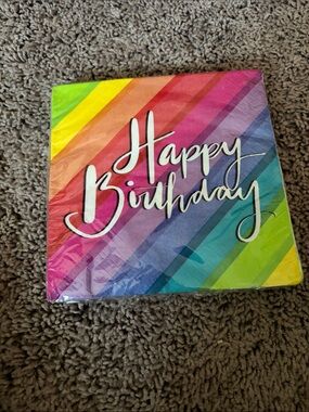 Rainbow Balloon Party Napkins - Multicolor Border